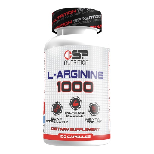 [BRSRECQLAR5BYCYV] SP Nutrition L-Arginine 1000mg Supplement, 100 Capsules, Supports Muscle Growth, Bone Strength and Mental Focus