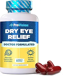 [BRSROBL6AEJR6HY3] Omega 3 Dry Eye Supplements by ProVision - Eye Vitamins for dry Eyes with Omega 3 Supplement - Dry Eye vitamins Made with Omega 3 Fish Oil for Eye Support - ProVision Dry Eye Relief - 60 Softgels