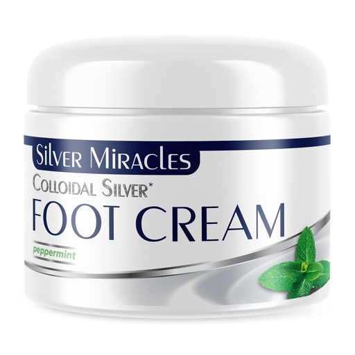 [BRSWYAI2DMMAOD3V] Silver Miracles Colloidal Silver Foot Cream - Peppermint Scent - Soothe, Cool, and moisturize - 2oz