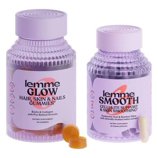 [BRSRAHTRAEDQKGQY] Lemme Glow Collagen Hair Gummies for Strong, Thick Hair & Reduced Shedding Smooth Anti Cellulite Capsules for Women, Smooth Legs & Thighs, Reduce Cellulite & Crepey Skin Bundle