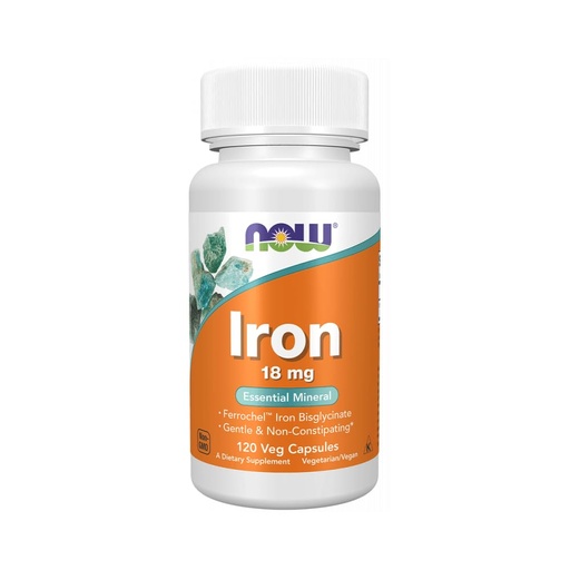[BRSWIZYZOMBAC2I5] NowFoods Iron 18 mg Essential Mineral 120 Veg Capsules