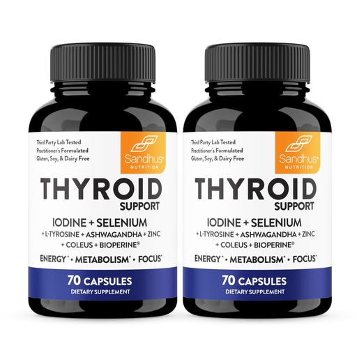[BRSRG2TRPMJWAYL7] Sandhu's Thyroid Support with Selenium, Zinc, Iodine, L Tyrosine, Ashwagandha | Pure Health Supplement for Women & Men | 70 Count (Pack of 2), 70 Days Supply