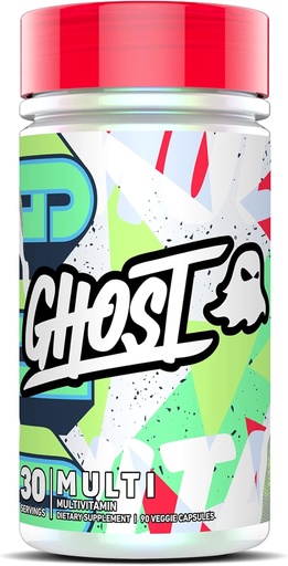 [BRSW2CQBAR7RAHTK] GHOST 男女多种维生素,90 Capsules - 装入21种维生素,矿物和关键营养素 - 维生素A,维生素C,维生素D,维生素E和锌 - 不含葡萄糖,大豆和糖,维干