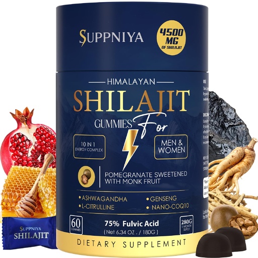 [BRSREZIQO54AK2DP] Himalayan Natural Shilajit Gummies for Men & Women – 450 mg Shilajit Resin, Ashwagandha, Ginseng, CoQ10, L-Citrulline – Energy, Focus & Stamina Support