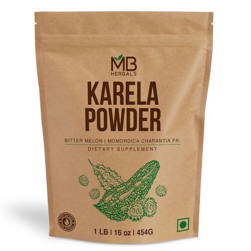 [BRSWYAYDOF7AAFDG] MB Herbals De-Seeded Karela Powder 454 Gram | 1 LB / 16 oz | 100% Pure Bitter Melon Powder | Momordica charantia Fr. | No Preservatives | Non GMO | Gluten Free