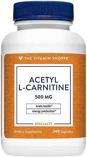 [BRSWIZIYOACGI2TC] The Vitamin Shoppe Acetyl-L-Carnitine 500mg – Supports Healthy Brain & Memory Function, Promotes Energy Production – Carnipure™ Offers Purest Form of L-Carnitine (240 Capsules)