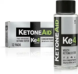 [BRSWGBA5B54AADIY] KetoneAid Ke4 Ketone Ester Concentrate | Not a Ketone Salt, No Sugar, No Caffeine | Exogenous D-BHB Ester | 12 Serving Per Bottle (12 Count)