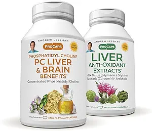 [BRSWYYYCDNYB43DK] ANDREW LESSMAN PC Liver and Brain Benefits + Liver Anti-Oxidant Extracts Kit: 90 Capsules(60sg+30cp) - Phosphatidyl Choline, Milk Thistle, Artichoke, Curcumin.