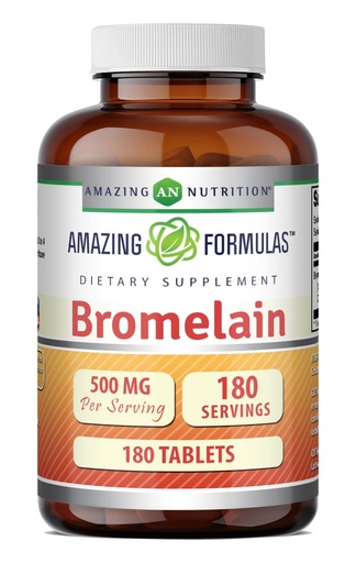 [BRSRABA5DENQ4AL4] Amazing Formulas Bromelain 500 Mg | Tablets Supplement | Non-GMO | Gluten-Free | Made in USA (1 Pack | 180 Count)