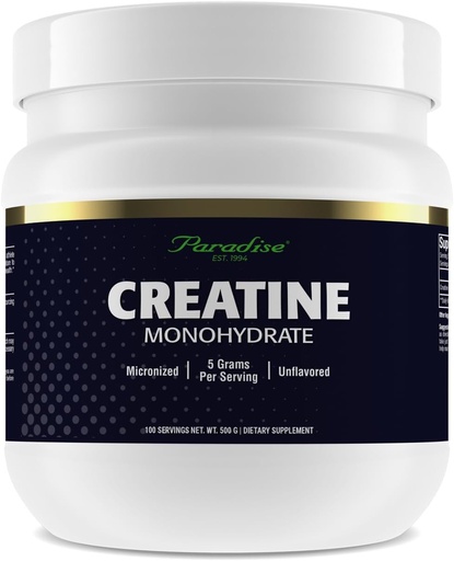 [BRSROBD6OENQOH3J] Paradise Creatine Monohydrate Powder, Micronized for Enhanced Absorption, Supports Muscle Building & Athletic Performance, 500g, 100 Servings