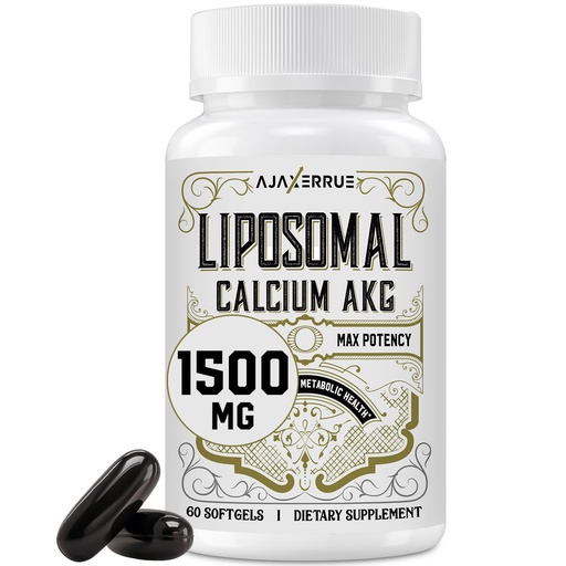 [BRSROFINBAHBSGT4] Liposomal Calcium AKG Supplement 1500 MG (Alpha-Ketoglutaric Acid), More Effective Than AAKG, Ca AKG for Longevity, Age Defense, Cellular Energy, Metabolic Function, 60 Softgels