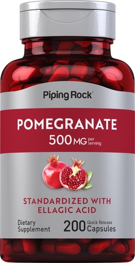 [BRSWIHQFB4MQ2FI7] Piping Rock Pomegranate Extract Capsules | 500 mg | 200 Count | Standardized Formula with Ellagic Acid | Non-GMO and Gluten Free Supplement