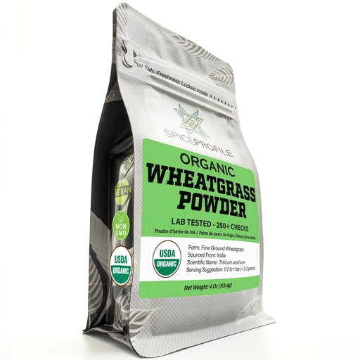 [BRSROATQOJ4A43DV] Spice Profile Organic Wheatgrass Powder | 4 oz | Lab Tested