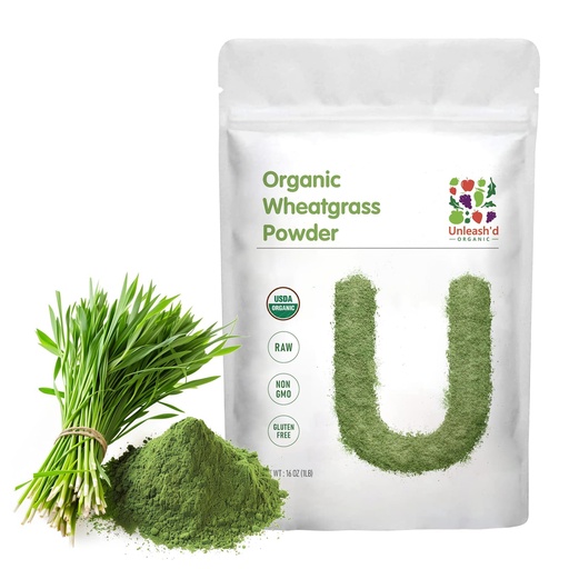 [BRSREAL7BF7QKET3] Unleash’d Organic Wheatgrass Powder 16 oz – 100% Pure Superfood, Rich in Vitamins, Fiber & Minerals for Immune Support & Wellness