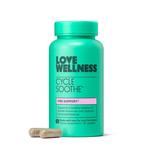 [BRSRAZLQAF4A4H33] Love Wellness Cycle Soothe Supplement | Promotes a Happy Mood | Helps with PMS Hormones, Stress Relief, & Improves Mood | 60 Capsules