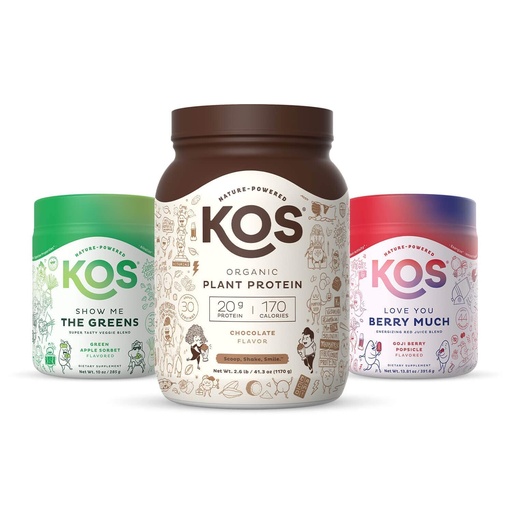 [BRSWGCYYOVYQ2CD7] KOS PowerPlant Bundle (Organic Plant-Based Chocolate Protein Powder + Organic Reds Blend + Organic Greens Blend)