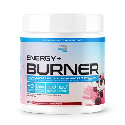 [BRSREHY6AB4BUDTP] Believe Supplements Energy + Burner | L-Carnitine Tartrate, Green Tea, Caffeine | Fat Metabolism Support, Increased Energy, Focus, & Endurance | 30 Servings (Black Cherry)