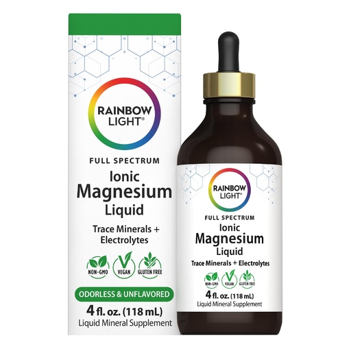 [BRSRGGILCB5Q4FDV] Rainbow Light Ionic Magnesium Liquid | 4 Fl Oz | Trace Mineral Complex + Electrolytes | Odorless & Unflavored | Vegan, Non-GMO & Gluten Free Supplement