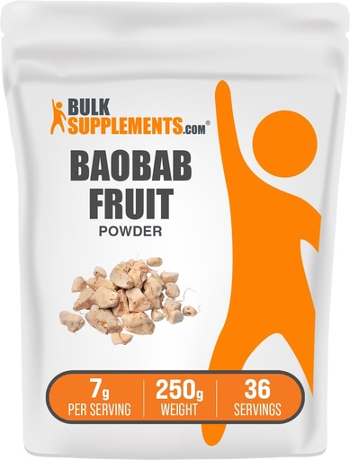 [BRSROGL2CAHGO3D2] BulkSupplements.com Baobab Fruit Powder - Baobab Supplement, Antioxidant Supplement - Gluten Free, 7g per Serving, 250g (8.8 oz) (Pack of 1)