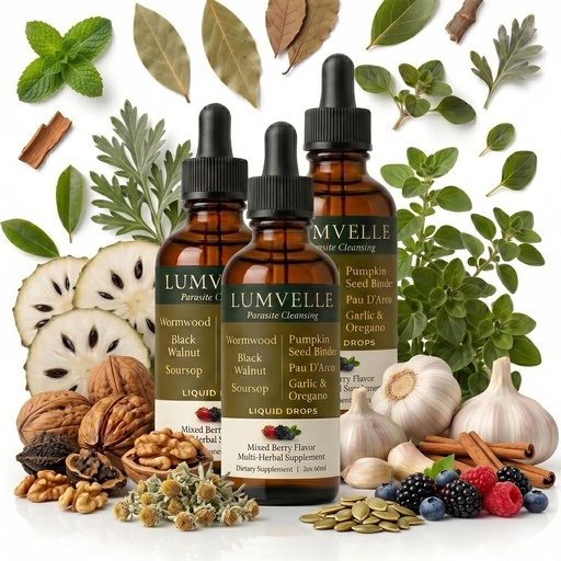 [BRSRYZQYAAPWA33O] Lumvelle Wild Harvested Wormwood Drops, 7-Ingredient Alcohol-Free Herbal Extract, Gut Cleaning & Digestive Balance Support, Easy-to-Use Daily Liquid Supplement, 3 Pcs Oil