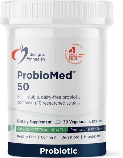 [BRSWGFD3OIBRQGQV] Dissenys de salut Probiomed 50 - Probiòtics per a la Salut Resumiva - 10 strans amb l'àcid Lactambus Probiotic + Lactobals - Gut health +mneg support suplementari (30 Caps)