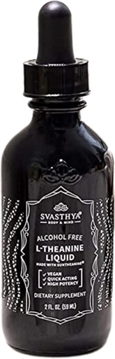 [BRSROY3QCMIQEDL6] Svasthya Body & Mind 100% Pure L-Theanine Liquid Supplement – 2FL. OZ. (60ML) for Stress Reduction, Improved Concentration