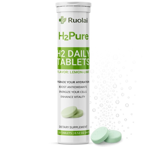 [BRSREHYYAENWOYLD] Ruolai H2pure Hydrogen Tablets – H2 Tabs – Fast-Dissolving Hydrogen Supplement for Cellular Hydration, Detox, Liver & Mental Clarity – Caffeine-Free, Veg (Lemon-Lime)