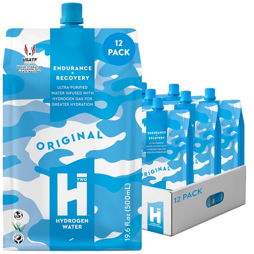 [BRSROZQ3OJ4AKHYZ] HTWO Molecular Hydrogen Water, Original Unflavored, 16.9 oz 12-Pack | Sugar Free Hydration Packet, Energy Sports Drink Performance & Recovery Support, Alternative to Hydrogen Tablet/Bottle 15 ppm
