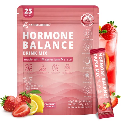 [BRSRGBIKC4HB4H3U] Hormone Balance Drink Mix for Women | Cortisol Reducer Supplement | Mood, Energy, & Sleep Support, Stress Relief | Shatavari, Myo-Inositol, Rhodiola Rosea, 25 Packets