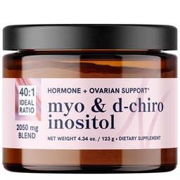 Myo-Inositol & D-Chiro Inositol Powder | Hormone Balance for Women | Ideal 40:1 Ratio | Myo 2000mg, D Chiro 50mg | Regulate Menstrual Cycle and Support Ovarian Health | 60 Servings, 4.34 oz.
