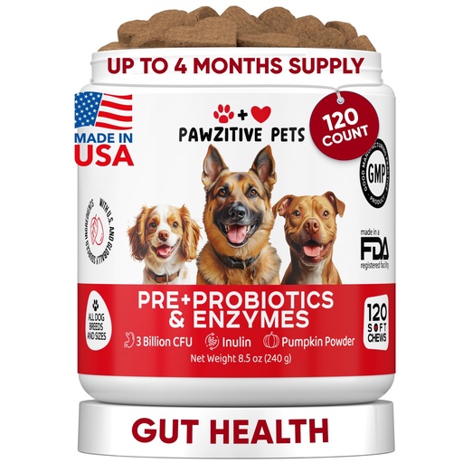 [BRSRACYHCVYGM2YU] Probiotics for Dogs Digestive Health - Probiotic Chews for Gut Health, Itchy Skin Yeast, Diarrhea - USA Product - Immune Support Supplement - Dog Digestive Support & Allergy Relief Chews with Enzymes