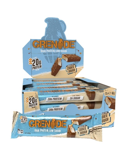 [BRSRMZL4BEIREDQ7] Grenade High Protein and Low Carb Bar, Chocolate Chip Cookie Dough, 12 x 60 g