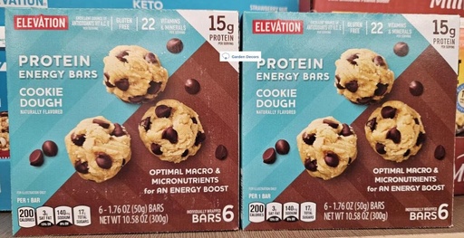 [BRSROFQYBMPWMDI2] Elevation Protein Energy Bars Cookie Dough 10.58oz 300g (Two Bars)