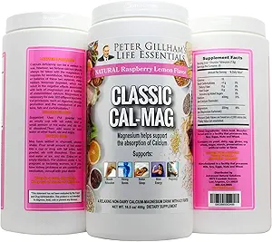 [BRSWYHQECEGQYALA] Classic Cal-Mag Powder Raspberry Lemon, Original 2:1 Formula, 16.5oz(60 Servings) Sleep &Stress Aid, for Muscle Relaxation, Leg Cramps, Bones & Teeth. Made in The USA