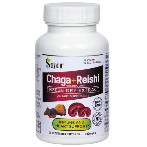 [BRSWKZL3PN5WEHDY] Chaga and Natural Reishi Mushroom Capsules 90 Count, 440mg Extract | Siberian, grows on birch, wild-harvested antioxidant blend for immune and energy, vegan, non-GMO, gluten-free, no fillers