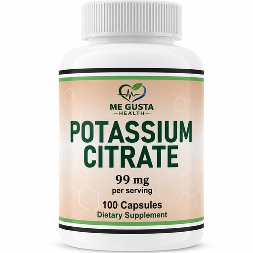 [BRSRGCADPIMGOYL3] Potassium Citrate Supplement 99mg, 100 Capsules Mineral Supplements Citrato de potasio – Essential Mineral Electrolyte