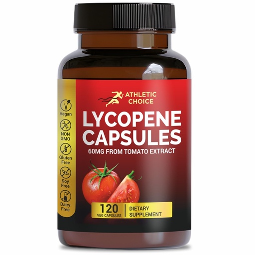 [BRSRECYEB4MRQCTU] Lycopene Supplement for Men 60mg, Natural Tomato Extract Powder, 120 Veggie Capsules, Carotenoid Supplement for Daily Wellness, Vegan, Non-GMO & Gluten-Free Lycopene Complex