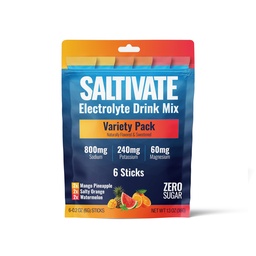 Electrolyte Packets Variety Pack, Salty Orange, Mango Pineapple, Watermelon, 800mg Sodium, Sugar Free, Stevia Free Electrolytes Powder, Keto, Fasting, POTS, 6 Stick Packs, Made in USA