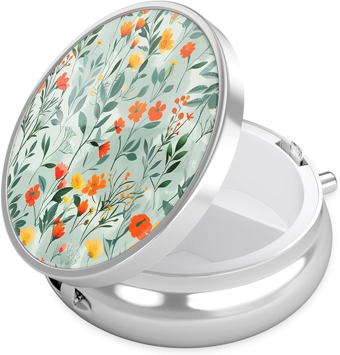 [BRSRAZIPOIFQE3LK] Nipichsha Pill Box, Small Pill Case for Purse & Pocket, Cute Travel Medicine Organizer, Portable Medicine Container Holder to Hold Vitamins, Medication, Fish Oil & Supplement, B02-Beautiful Flowers