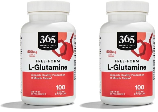 [BRSRAGT7A56B4HTO] Whole Foods Market, L Glutamine 500Mg Veggie Caps, 100 Count (Pack of 2)