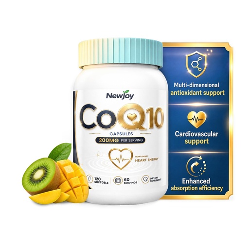 [BRSRYZQPOQCWG3Y4] NewJoy CoQ10 200mg High Potency Capsules with Vitamin E, Supports Daily Energy, Antioxidant Defense & Heart Health Maintenance, 120 Capsules, Non-GMO & Gluten Free
