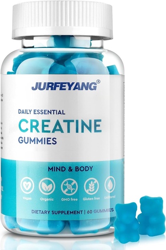 [BRSRAZQNDEBWGCTG] NutraBits Creatine Monohydrate Gummies, 5g Creatine Monohydrate Per Serving - No Sugar or Artificial Colors, Vegan & Halal - Blueberry Flavor - 60 Gummies