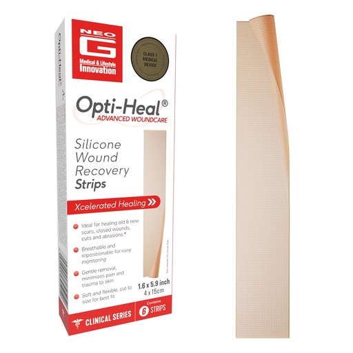 [BRSW2YL6BNYAMCDH] Neo G Opti-Heal Wound Recovery Silicone Scar Strips for Surgical Scars, C Section, Burn, Acne, Keloid Treatment - Medical Silicone Scar Sheets - New and Old Scar Treatment - 1.6 x 5.9 inch - 6 Strips