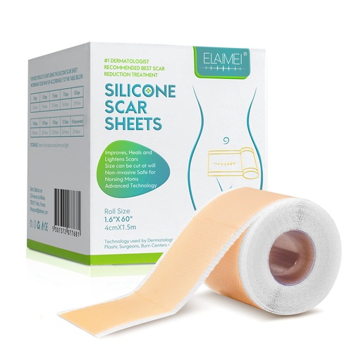 [BRSW2EIQDJ4GCE3D] Medical Grade Silicone Scar Sheets, Silicone Scar Tape (1.6”x 60”), Scar Removal Strips for Acne Scars C-Section & Keloid Surgery Scars Sheets Treatment Sheets - 6-8 Month Supply