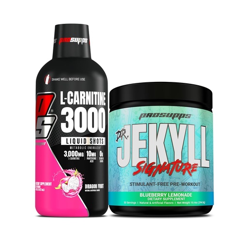 [BRSRMZIKPIPRQCLJ] ProSupps L-Carnitine 3000 Stimulant Free Liquid Shots (31 Servings, Dragon Fruit) and Mr. Hyde Signature Series Pre-Workout Energy Powdered Drink (30 Servings, Blueberry Lemonade) Bundle
