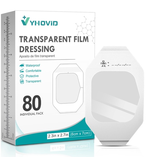 [BRSRACD7CUNROHYY] 80 Packs Transparent Film Dressing 2.375" x 2.75" - Waterproof Bandages for Swimming, Showering, Wounds, Post Surgical Shower or IV Shield, Tattoo Aftercare Bandage, Scar Therapy, Adhesive Patches
