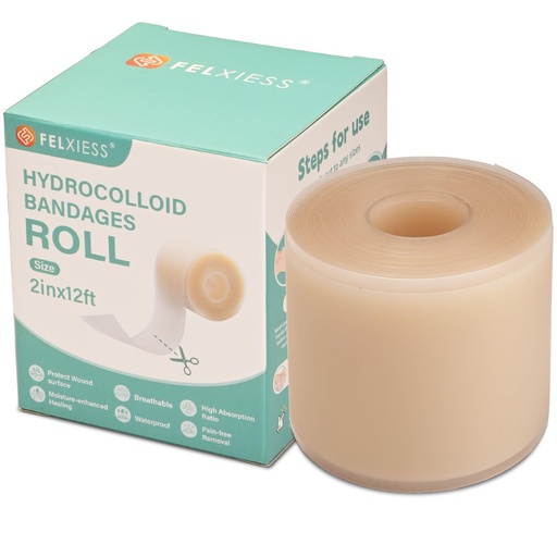 [BRSRECAFPMMQY3T7] Hydrocolloid Bandage Roll 2" x 12ft | Waterproof, Cut-to-Fit Tape