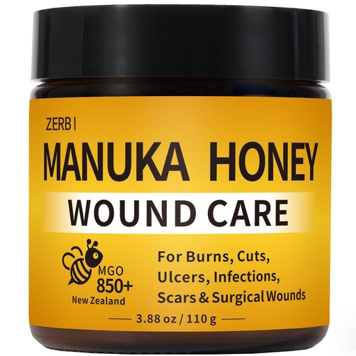 [BRSRGGQRCUMR623Z] Manuka Honey for Wounds, Speed up Healing for Cuts, Surgical Wounds, Scars, Foot Ulcers, Infection, Burns, Non-Sticky, No Crystallization, Easy to Apply, 3.88 oz