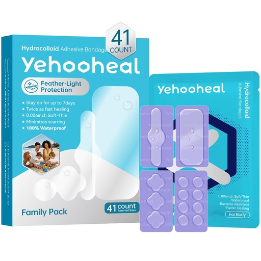 [BRSRYYY3OABWACL4] Hydrocolloid Bandages Variety Pack 0.006in Optimally Thin Second Skin 5 Day Protect Waterproof Faster Healing Less Scarring Individually Wrapped,for Cuts Scrapes Acne Pimple,41 Count(Assorted Sizes)