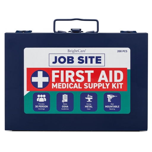 [BRSRAZYKOEHGKFLD] First Aid Kit for Job Site, Contruction & Contractor, Metal Case, 200 Piece | OSHA Compliant, Heavy Duty, Wall Mount & Portable